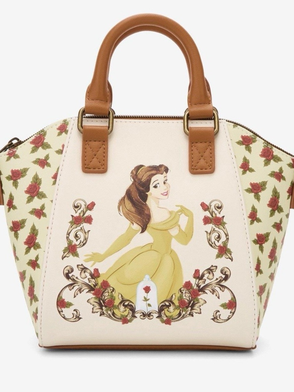 Loungefly Belle Floral Crossbody Bag in Cream, Tan and Yellow